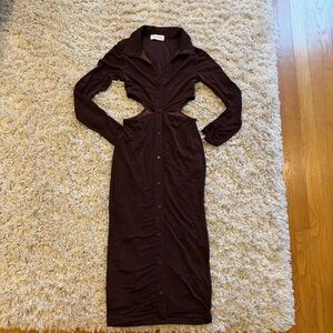 Paris+Me Brown Cut-Out Midi Dress